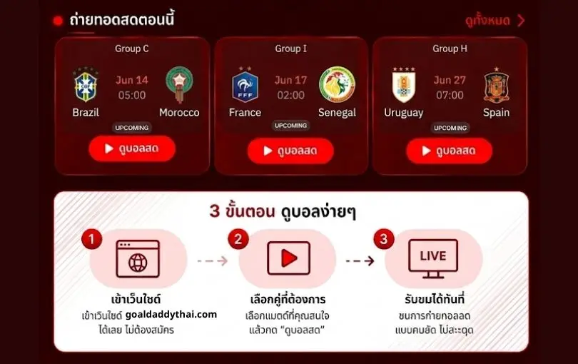 ถ่ายทอดสดตอนนี้ Goaldaddy